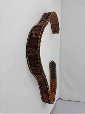 Tooled Brown Leather belt Strap 36”